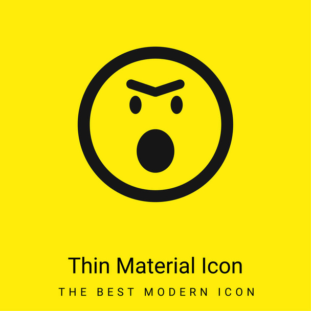 Boze Emoticon gezicht met geopende mond in afgeronde vierkante contouren minimale helder geel materiaal icoon - Vector, afbeelding