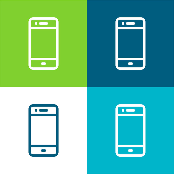 Teléfono grande Piso de cuatro colores mínimo icono conjunto - Vector, imagen