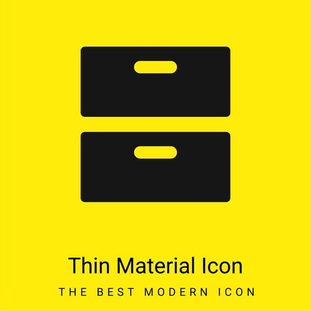 2 Drawers minimális fényes sárga anyag ikon - Vektor, kép