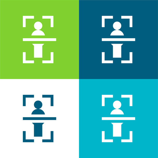 Body Scan Flat four color minimal icon set - Vector, Image