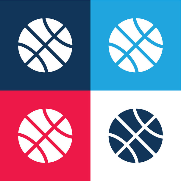 Košík modrá a červená čtyři barvy minimální ikona sada - Vektor, obrázek