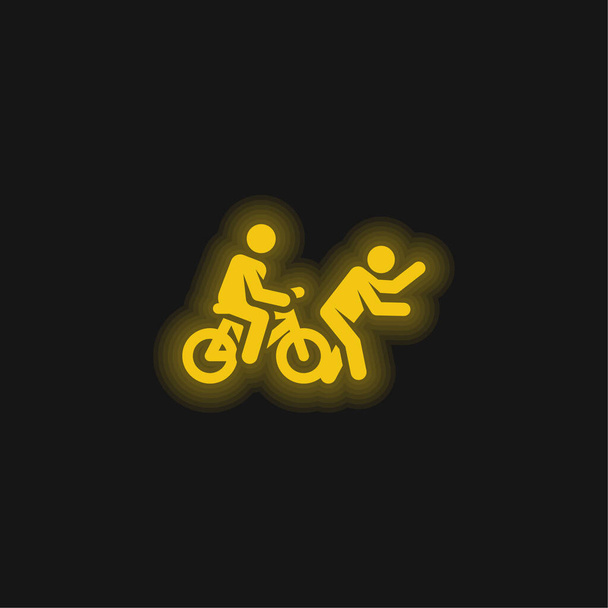 Accident jaune brillant icône néon - Vecteur, image