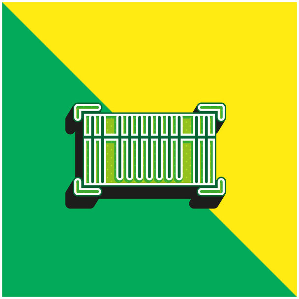 Codice a barre Logo icona vettoriale 3D moderna verde e gialla - Vettoriali, immagini