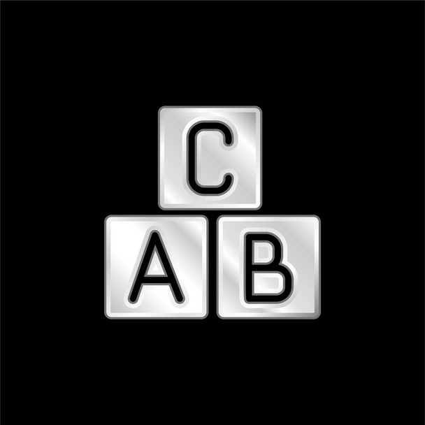 ABC Bloques plateado icono metálico - Vector, imagen