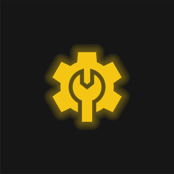 Admin sárga izzó neon ikon - Vektor, kép