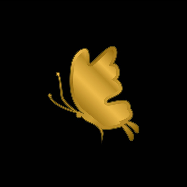 Mooie Butterfly Silhouette vergulde metalic icoon of logo vector - Vector, afbeelding