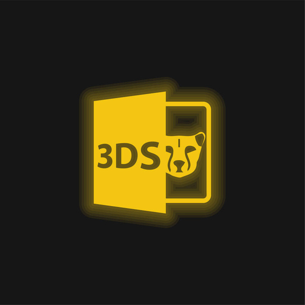 3DSオープンファイル形式黄色の輝くネオンアイコン - ベクター画像