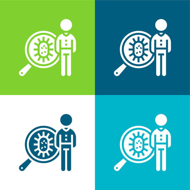 Bacteria Flat four color minimal icon set - Vector, Image