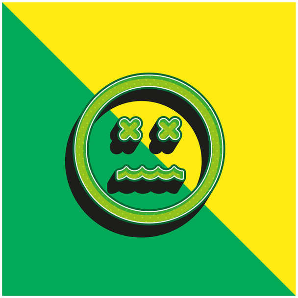 Annulled Emoticon Square Face Green and yellow modern 3d vector icon logo - Vector, Image
