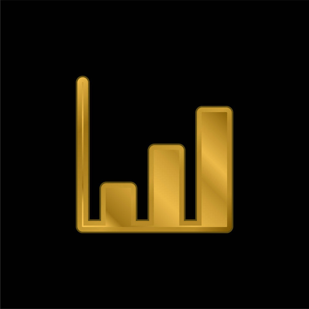 Bars Chart gold plated metalic icon or logo vector - Vector, Image