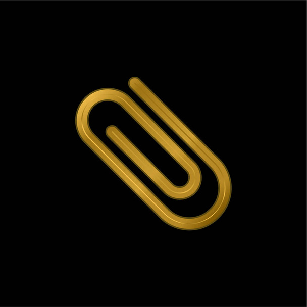 Fissare Paperclip Diagonale Simbolo placcato oro icona metallica o logo vettore - Vettoriali, immagini