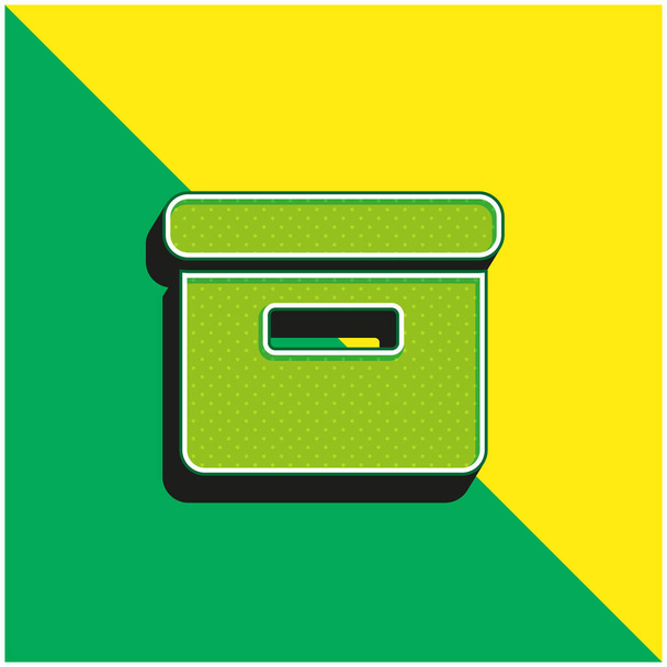 アーカイブ充填ボックス緑と黄色の現代的な3Dベクトルアイコンのロゴ - ベクター画像