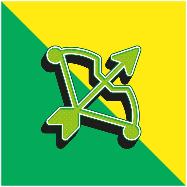 Tiro con l'arco verde e giallo moderno 3d logo icona vettoriale - Vettoriali, immagini