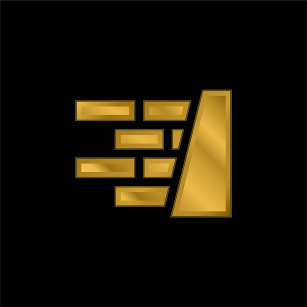 Ladrillo de pared chapado en oro icono metálico o logo vector - Vector, Imagen