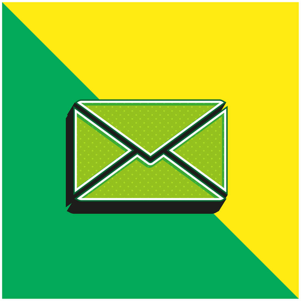 Black Envelope Green and yellow modern 3d vector icon logo - Vector, Image