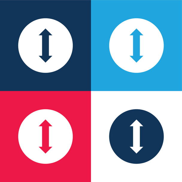 Flèche bidirectionnelle bleu et rouge quatre couleurs minimum jeu d'icônes - Vecteur, image