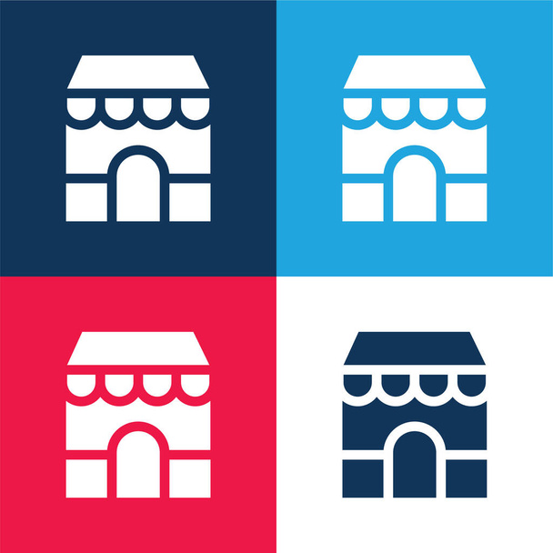 App Store kék és piros négy szín minimális ikon készlet - Vektor, kép