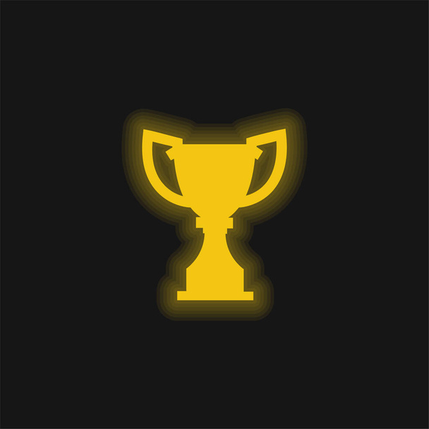 Premio Trofeo Silueta amarillo brillante icono de neón - Vector, imagen
