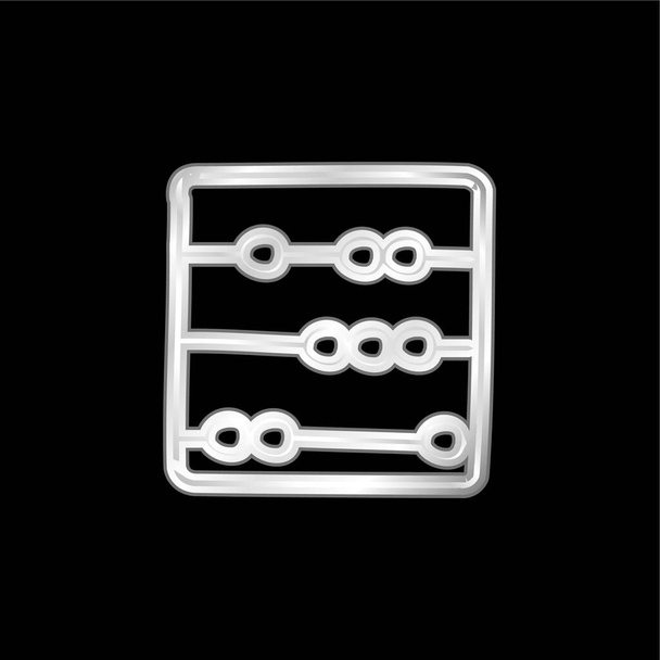 Abacus Hand Drawn Tool silver plated metallic icon - Vector, Image