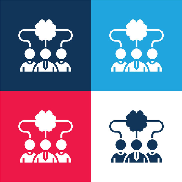 Brainstorming modrá a červená čtyři barvy minimální ikona nastavena - Vektor, obrázek