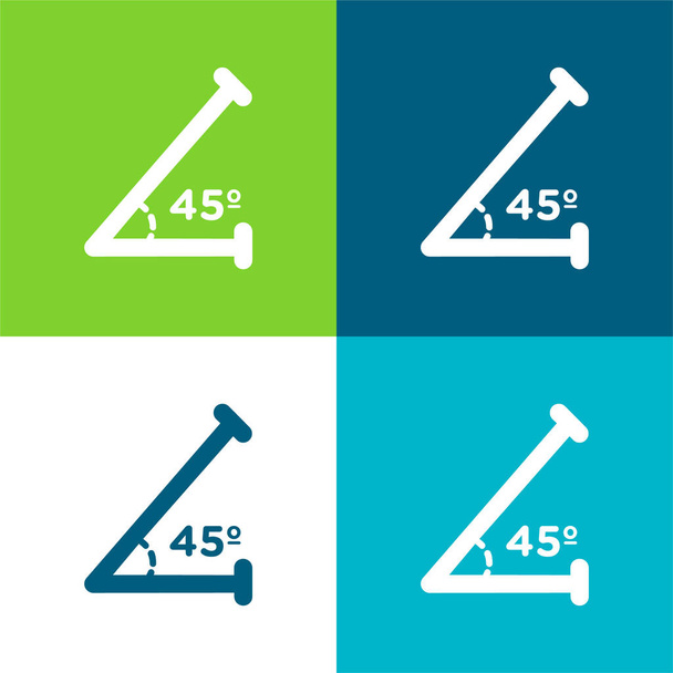 Angle aigu de 45 degrés Ensemble d'icônes minimal plat de quatre couleurs - Vecteur, image