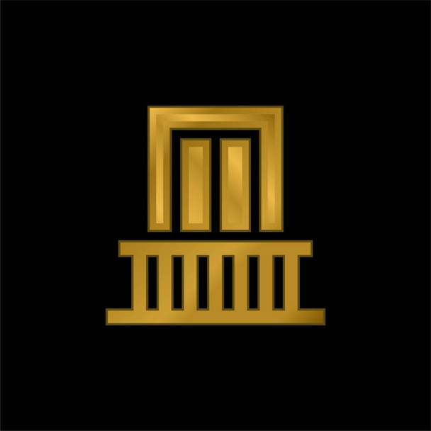 Balcony gold plated metalic icon or logo vector - Vector, Image