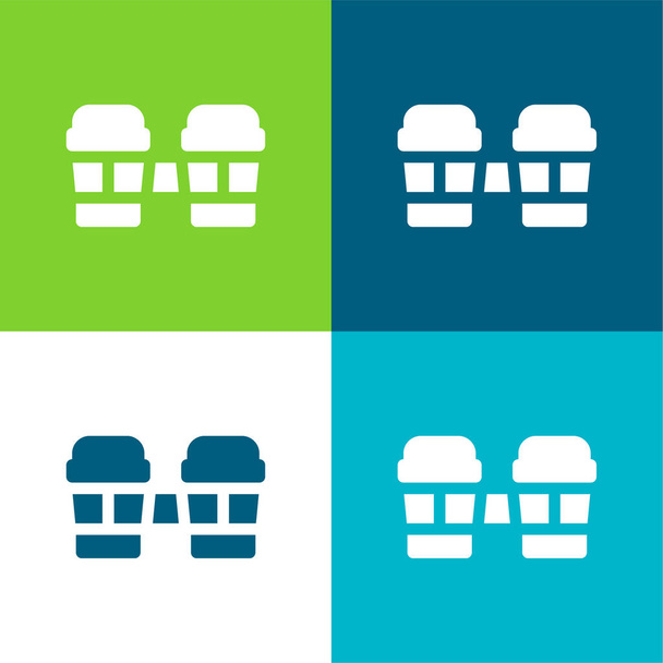 Bongos Lapos négy szín minimális ikon készlet - Vektor, kép