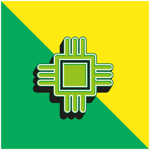 Big Chip Πράσινο και κίτρινο σύγχρονο 3d διάνυσμα εικονίδιο λογότυπο - Διάνυσμα, εικόνα