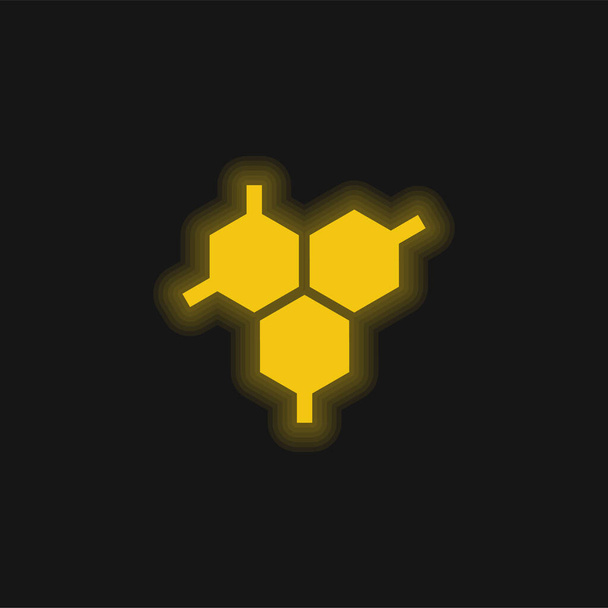 Biologisch Molecuul geel gloeiend neon pictogram - Vector, afbeelding