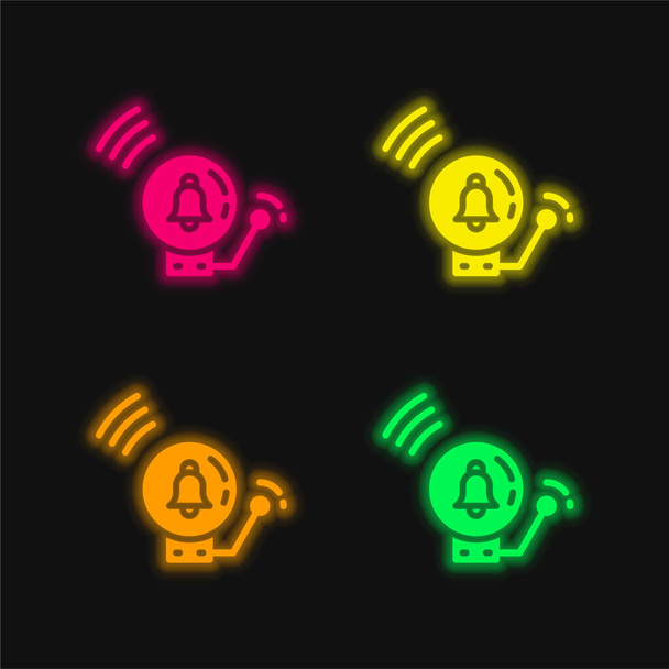 Alarme quatre couleurs brillant icône vectorielle néon - Vecteur, image