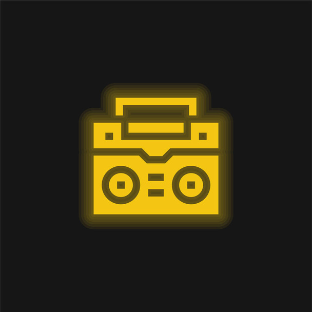 Boombox黄色の輝くネオンアイコン - ベクター画像