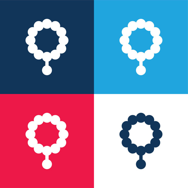 Bransoletka niebieski i czerwony zestaw czterech kolorów minimalny zestaw ikon - Wektor, obraz
