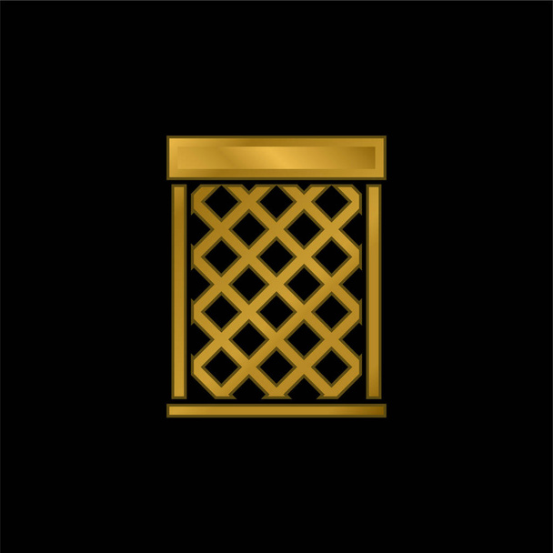 Bin gold plated metalic icon or logo vector - Vector, Image