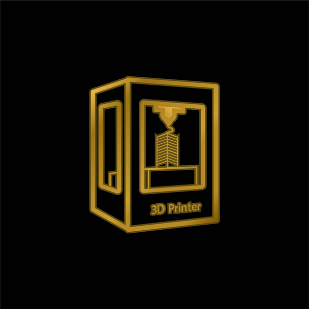 3Dプリンタの金メッキ金属アイコンやロゴベクトル - ベクター画像