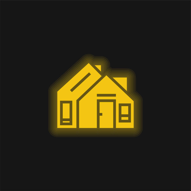 Address yellow glowing neon icon - Vector, Image