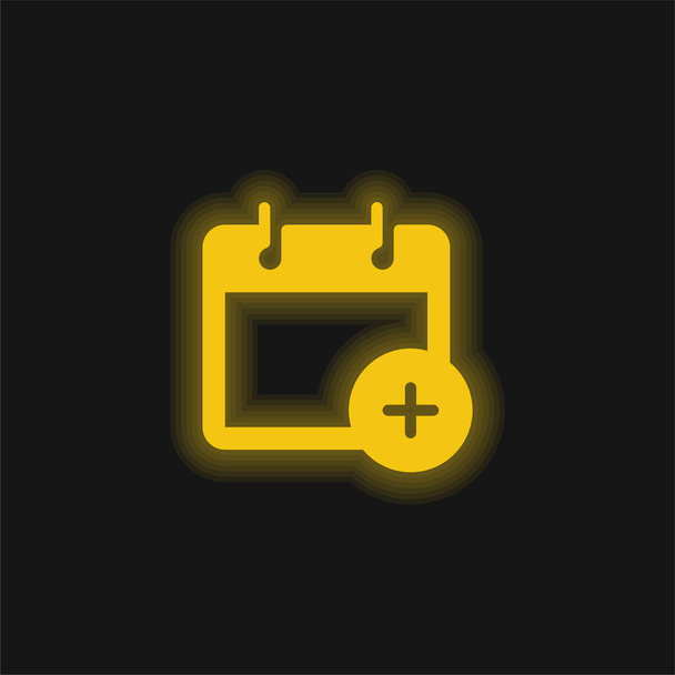Add Event yellow glowing neon icon - Vector, Image