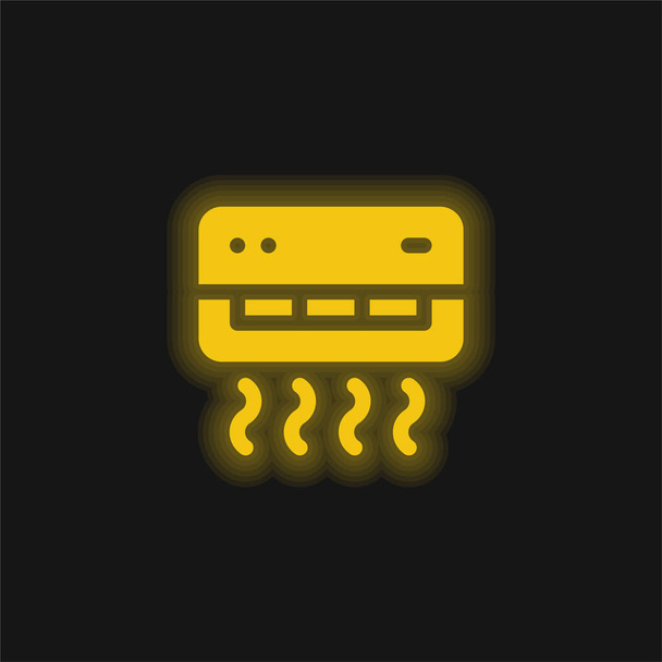 Condizionatore d'aria giallo icona al neon incandescente - Vettoriali, immagini