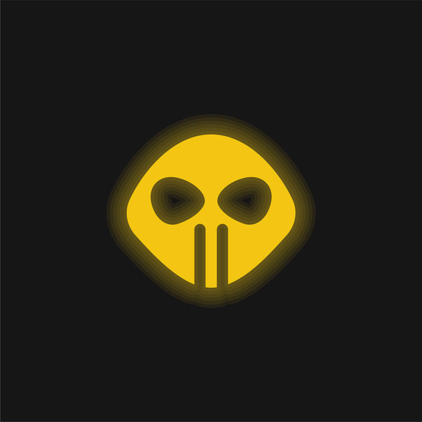 Alien jaune brillant icône néon - Vecteur, image
