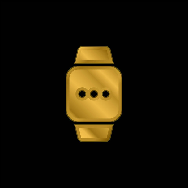 Яблучний годинник Золотий покритий металевою іконою або вектор логотипу - Вектор, зображення