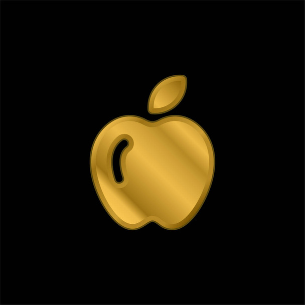 Ícone metálico banhado a ouro Apple ou vetor de logotipo - Vetor, Imagem