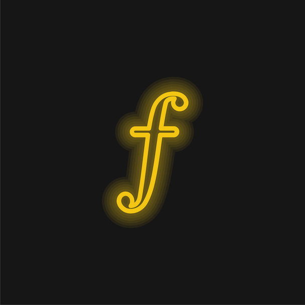 Aruba Gulden Valuta Symbool geel gloeiend neon pictogram - Vector, afbeelding
