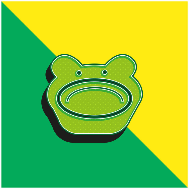 Animal bebê em forma de placa verde e amarelo moderno logotipo do ícone do vetor 3d - Vetor, Imagem
