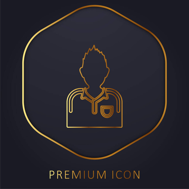 Athletic Soccer Player logotipo premium de línea dorada o icono - Vector, imagen