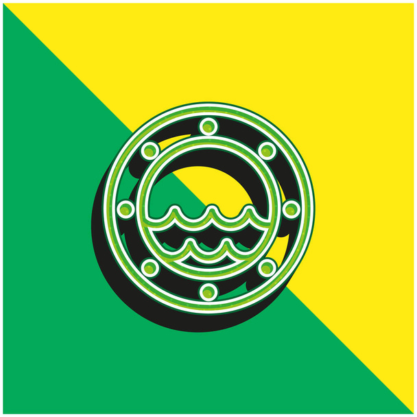 Boat Window Zelené a žluté moderní 3D vektorové ikony logo - Vektor, obrázek