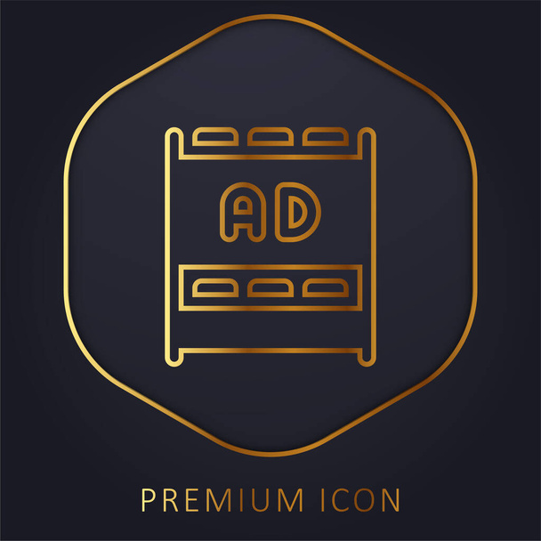 Рекламный логотип или иконка золотой линии - Вектор,изображение