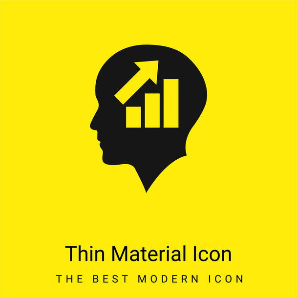 Cabeza calva de un hombre de negocios con ascendente gráfico de barras mínimo icono de material amarillo brillante - Vector, Imagen