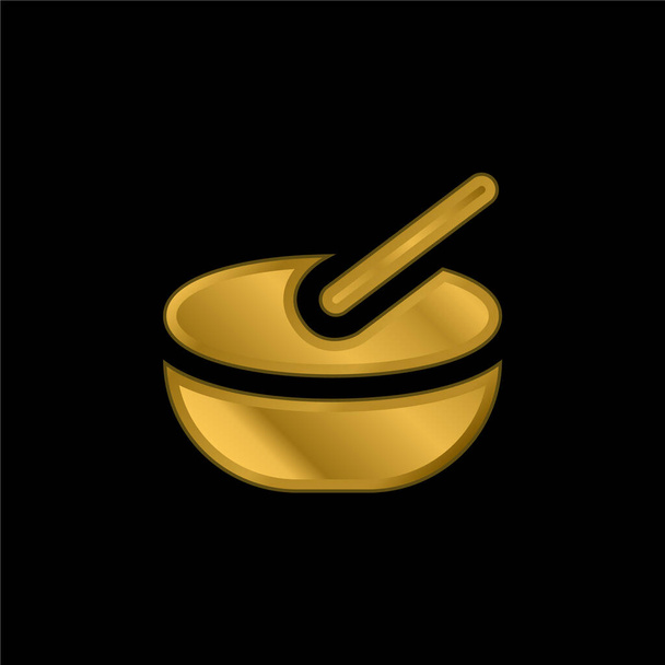 Bowl chapado en oro icono metálico o logo vector - Vector, imagen