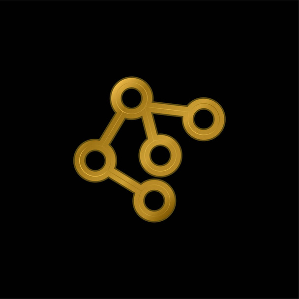 Estructura atómica hecha de círculos y líneas chapado en oro icono metálico o vector de logotipo - Vector, Imagen
