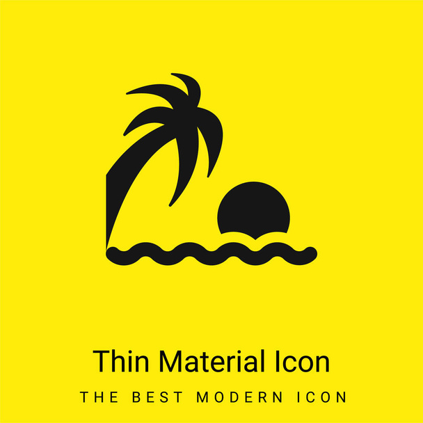 Beach Sunset minimální jasně žlutý materiál ikona - Vektor, obrázek