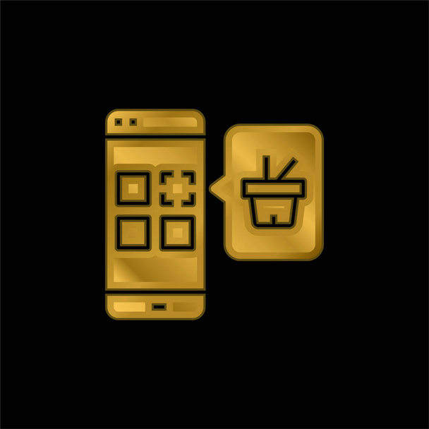 Application gold plated metalic icon or logo vector - Vector, Image